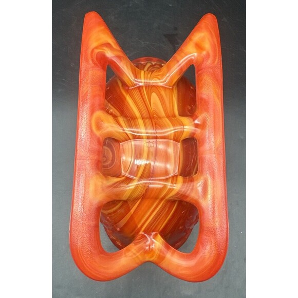 VTG Westmoreland Amberina Red Orange Slag Glass Open Sleigh 9” Glows - Picture 7 of 11